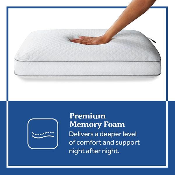 Pressure Relief Memory Foam Pillow, Standard Size, White